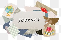 Journey png word sticker typography, education aesthetic paper collage, transparent background