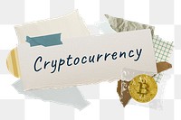 Cryptocurrency png word sticker typography, finance aesthetic paper collage, transparent background