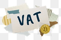 VAT png word sticker typography, finance aesthetic paper collage, transparent background