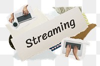 Streaming png word sticker typography, business aesthetic paper collage, transparent background