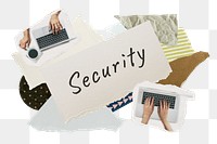 Security png word sticker typography, business aesthetic paper collage, transparent background