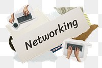 Networking png word sticker typography, business aesthetic paper collage, transparent background