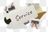 Service png word sticker typography, business aesthetic paper collage, transparent background