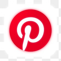 Pinterest icon for social media in neon design png. 13 MAY 2022 - BANGKOK, THAILAND