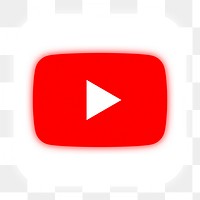 YouTube icon for social media in neon design png. 13 MAY 2022 - BANGKOK, THAILAND