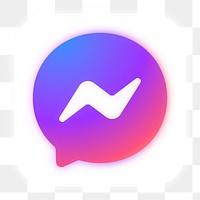 Messenger icon for social media in neon design png. 13 MAY 2022 - BANGKOK, THAILAND