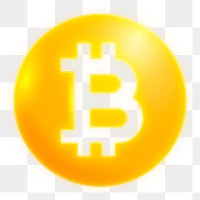 Bitcoin cryptocurrency png icon sticker, neon glow design on transparent background