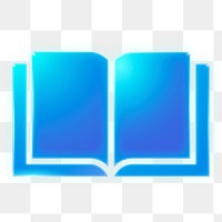 Open book, education png icon sticker, neon glow design on transparent background