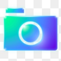 Camera app png icon sticker, neon glow design on transparent background