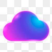 Cloud storage png icon sticker, neon glow design on transparent background