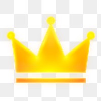 Crown ranking png icon sticker, neon glow design on transparent background