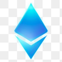 Ethereum cryptocurrency icon, neon glow design on transparent background