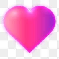 Heart shape png icon sticker, neon glow design on transparent background