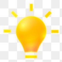 Light bulb png icon sticker, neon glow design on transparent background