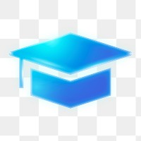 Graduation cap png education icon sticker, neon glow design on transparent background