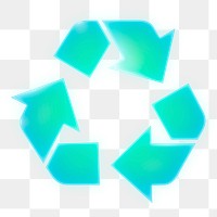 Recycle, environment png icon sticker, neon glow design on transparent background