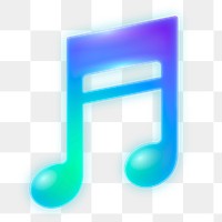 Music note app png icon sticker, neon glow design on transparent background