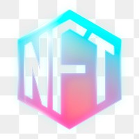 NFT cryptocurrency png icon sticker, neon glow design on transparent background