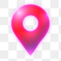 Location pin png icon sticker, neon glow design on transparent background