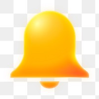 Bell, notification png icon sticker, neon glow design on transparent background