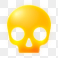 Human skull png icon sticker, neon glow design on transparent background