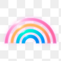 Rainbow png icon sticker, neon glow design, transparent background