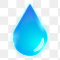 Water drop, environment png icon sticker, neon glow design on transparent background