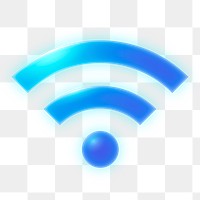Wifi network png icon sticker, neon glow design on transparent background
