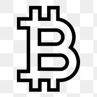Bitcoin cryptocurrency line png icon sticker, minimal design on transparent background
