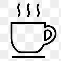 Coffee mug, cafe line png icon sticker, minimal design on transparent background