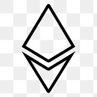 Ethereum cryptocurrency line png icon sticker, minimal design on transparent background