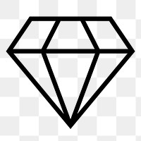 Diamond shape line png icon sticker, minimal design on transparent background