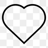 Heart shape line png icon sticker, minimal design on transparent background