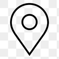 Location pin line png icon sticker, minimal design on transparent background