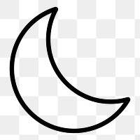 Crescent moon line png icon sticker, minimal design, transparent background