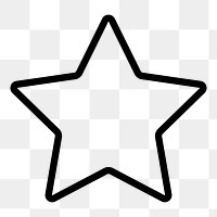 Star shape line png icon sticker, minimal design, transparent background