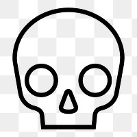 Human skull line png icon sticker, minimal design on transparent background