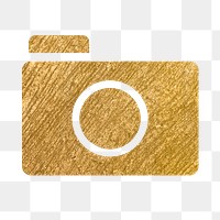Camera app png icon sticker, gold illustration on transparent background