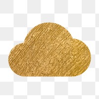 Cloud storage png icon sticker, gold illustration on transparent background