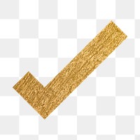 Check mark png icon sticker, gold illustration on transparent background