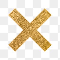 X mark png icon sticker, gold illustration on transparent background