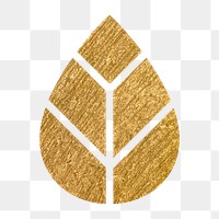 Leaf, environment png icon sticker, gold illustration on transparent background