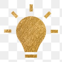 Light bulb png icon sticker, gold illustration on transparent background