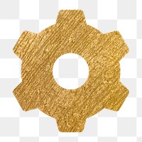Cog, settings png icon sticker, gold illustration on transparent background