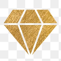 Diamond shape png icon sticker, gold illustration on transparent background