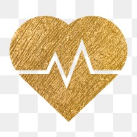 Heartbeat, health png icon sticker, gold illustration on transparent background