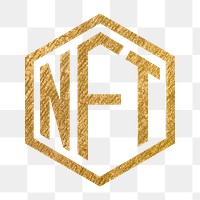 NFT cryptocurrency png icon sticker, gold illustration on transparent background