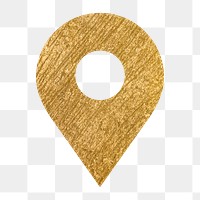 Location pin png icon sticker, gold illustration on transparent background