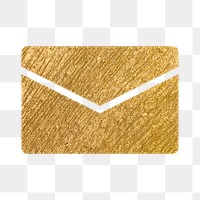 Envelope email png icon sticker, gold illustration on transparent background