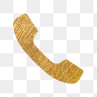 Phone call png app icon sticker, gold illustration on transparent background